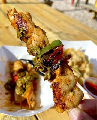 Chicken Pintxo with red chimichurri