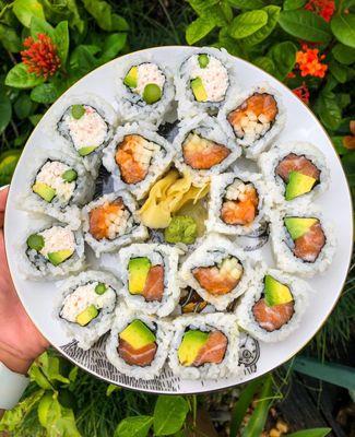 Snow Crab Roll, Spicy Salmon Roll, and Salmon Avocado Roll!