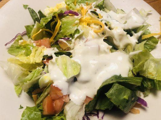 Side salad with ranch dressing