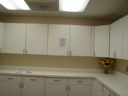 Pregnancy testing room where clients perform a self administered urine pregnancy test in the presence of a trained counselor.