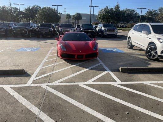 Customer parked handicap parking area like   Comment from employee was "the customer spends a lot with our dealership".  Lost my business