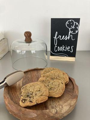 Cookies baked fresh every day! Grab one at your next appointment.