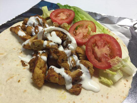 Freshly prepared chicken gyros