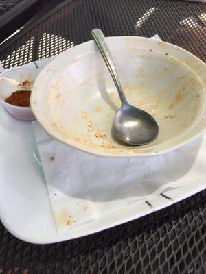 What was left of cream of crab soup.