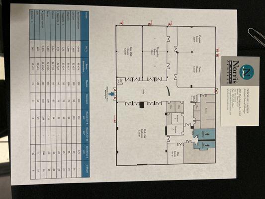 Floor plan and contact info