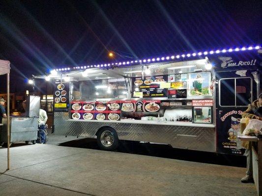 Well lit Taco Truck.