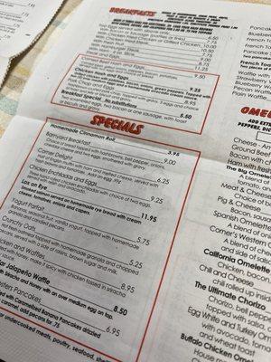 Menu in newspaper format