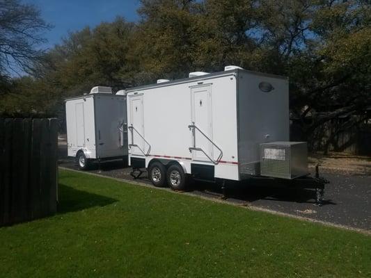 Some of our trailers- This small one can handle up to 200 guests and the larger over 400. Great for parties, VIP events and weddings