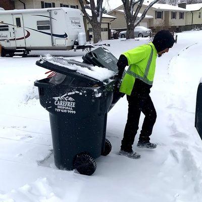 Working hard despite the snow!