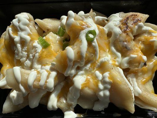 Cheese chives and sour cream pierogi