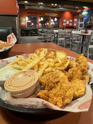 Caniac combo with 6 chicken fingers, fries, coleslaw, Texas toast