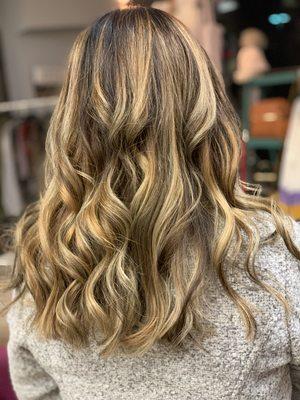 Balayage + brunette lowlights