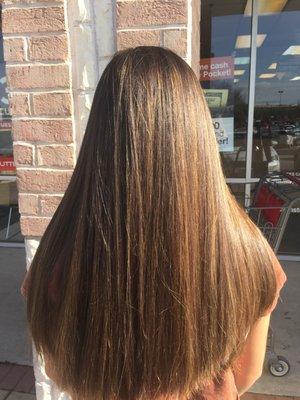 Back view of beautiful balayage