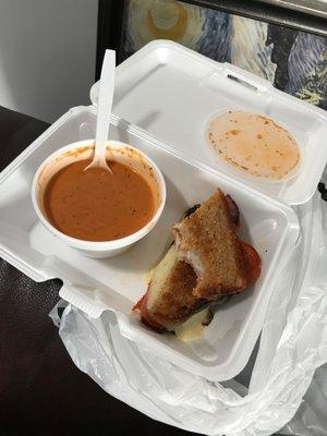 grilled salami, pepperoni mozzarella sandwich with tomato bisque was really delicious! Bread for the sandwich was really toasty and buttery.