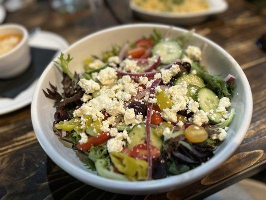 Greek salad was fresh and delicious