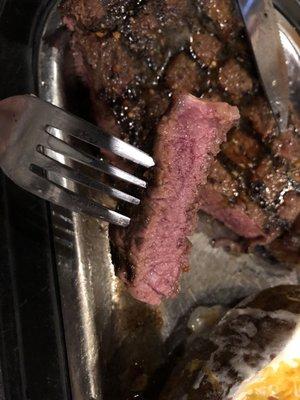 Perfectly cooked Medium-Rare Ribeye (Misty's chefs know how to grill a steak!)