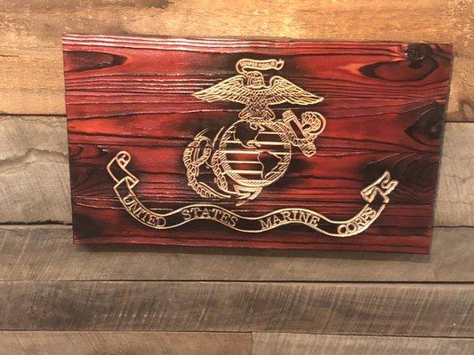 USMC wooden American Flags