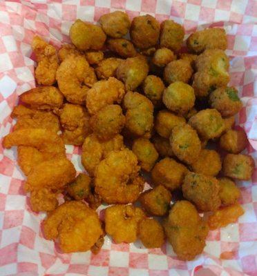 15 fried shrimp combo with fried okra side ($8.99)