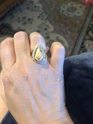 My custom made elk ivory ring. Cue the joyful tears, I'm so in awe of this piece.