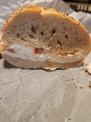 Almost no lox in the lox spread