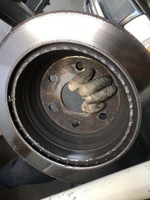 My damaged rotor from parking brake failure.