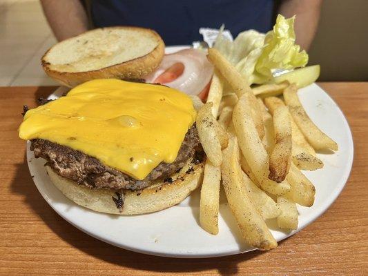 Cheeseburger and fries