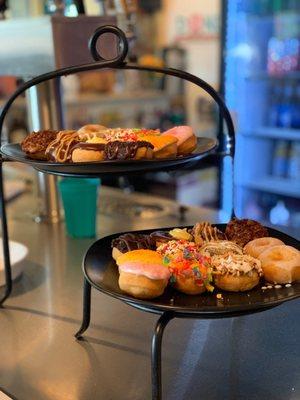 Display of tiny donuts