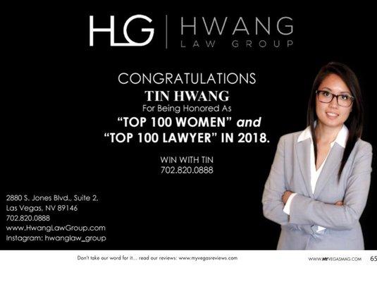 Nominated as Top 100 Lawyers & Top 100 Women in My Vegas Magazine!