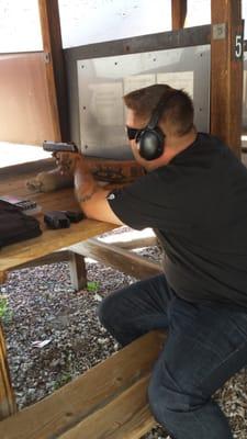 Shooting a .45 auto!