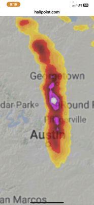 The Austin hail storm map 2023.