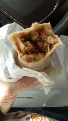 Green Chile meat Burrito from Go Burger. Big burrito with big flavor.