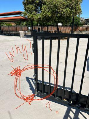 Ask the CITY parks and rec employee WHY?? Is this locked OPEN????? Defeats the purpose of the playground don't ya think?!