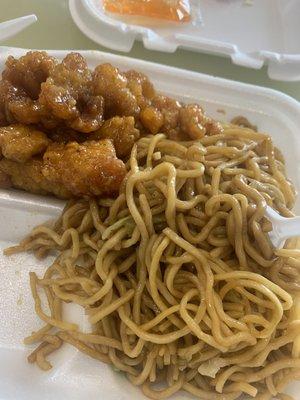 Combo 1- mango chicken and noodles