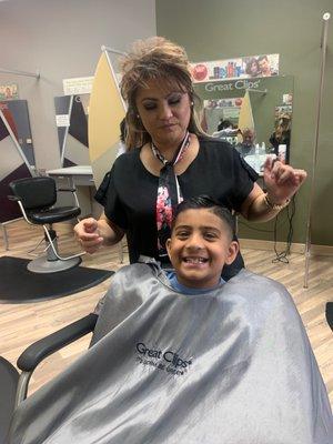 Johnaven getting his hair cut!