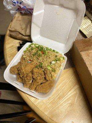 Chicken wings and fried rice