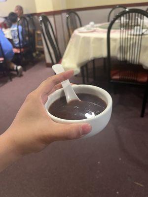 Red bean soup (complimentary dessert)