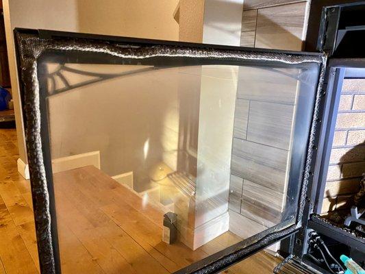 Gas Fireplace Glass cleaning.