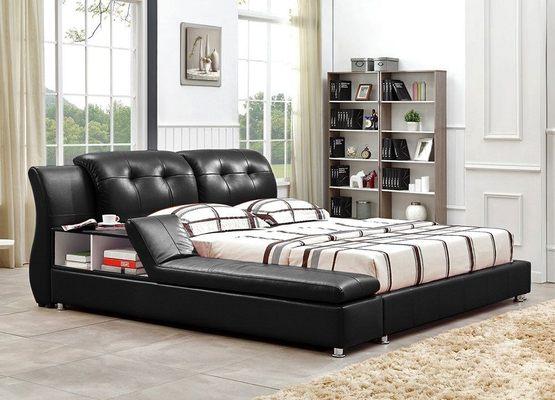 leather upholstered modern platform bed