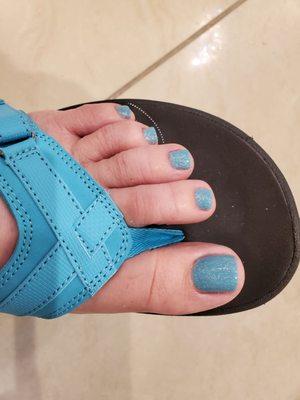 Lovely Vivd Nails pedicure! Seafood green and I used Groupon.