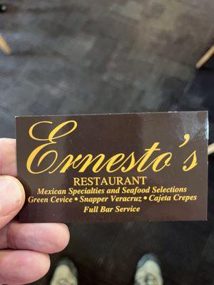 Restaurant card