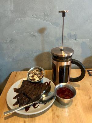 Susan's flourless chocolate cake and coffee