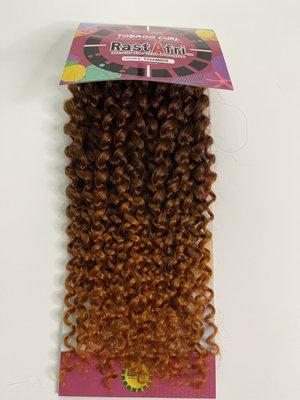 Tight curly crochet hair 14" color: Amber.
Tobago Curl T33/Amber.