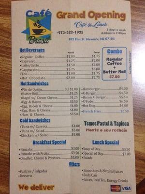 Café Brasil Menu