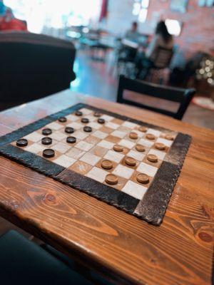 Checkerboard in the coffee shop