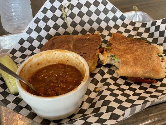 Turkey broccoli panini and chili