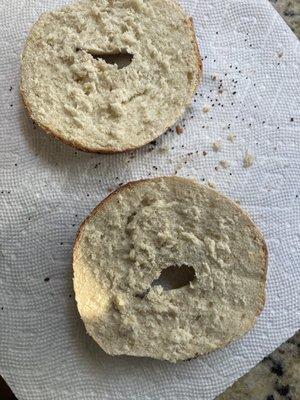 Inside everything bagel. Ate it with plenty of cream cheese.