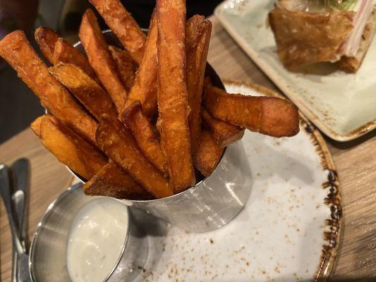 Sweet potato fries - light crunch and "yammy" in the center