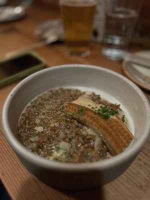 smoked eel, rye berries, fermented turnips