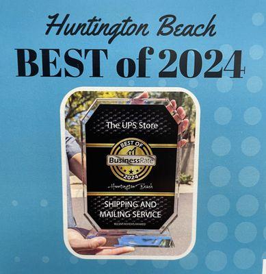 We are proud to share that we've been voted the Best Shipping & Mailing Service Center in Huntington Beach!