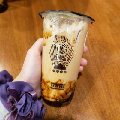 Black Sugar Boba Black Tea Latte with Cream Mousse